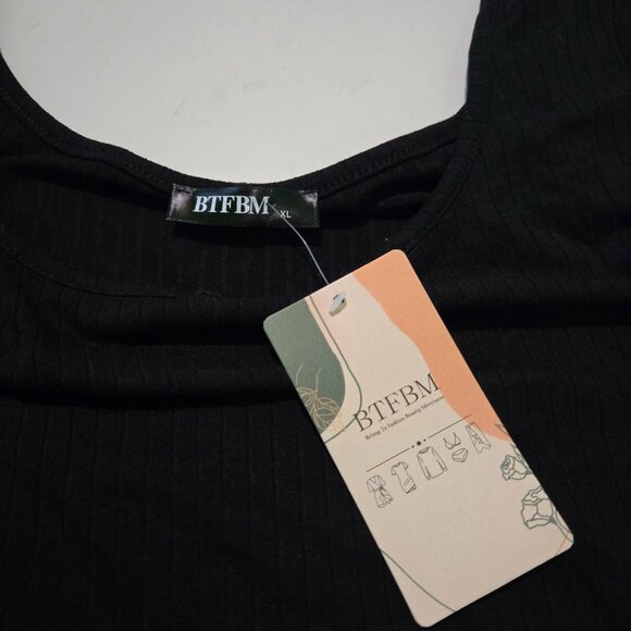 BTFBM tank top womens XL cropped ribbed grey round neckline NWT - Picture 4 of 5